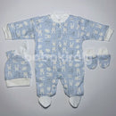 Pamut háromrészes hazahozós szett - Nyuszik - Kék