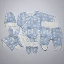 Pamut ötrészes hazahozós szett - Nyuszik - Kék