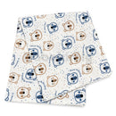 Mintás kifogó (Textil pelenka anyagú fürdőlepedő) - Kék és barna macifejes