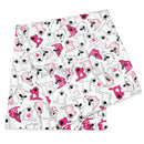 Mintás kifogó (Textil pelenka anyagú fürdőlepedő) - Kutya és cica - Rózsaszín