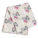 Mintás kifogó (Textil pelenka anyagú fürdőlepedő) - Maci lány - Szürke