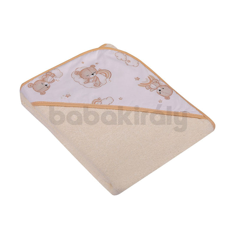 Kapucnis Fürdőlepedő - Macis - Bézs