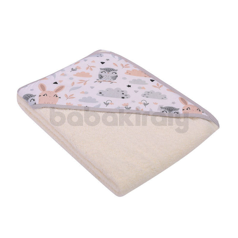 Kapucnis Fürdőlepedő - Nyuszi és bagoly - Bézs