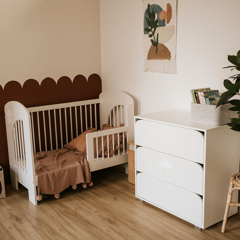 Klups Nel - Felhős ágyneműtartós kiságy