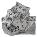 Minky prémium szett - Apró pandás - Szürke